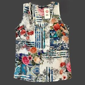 NWT QVC Tolani Collection Lightweight Sleeveless Floral Summer Top / XS